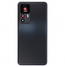 Задняя панель корпуса для Xiaomi 12T, 12T Pro, черная (Black), глянцевая, Copy + стекло камеры