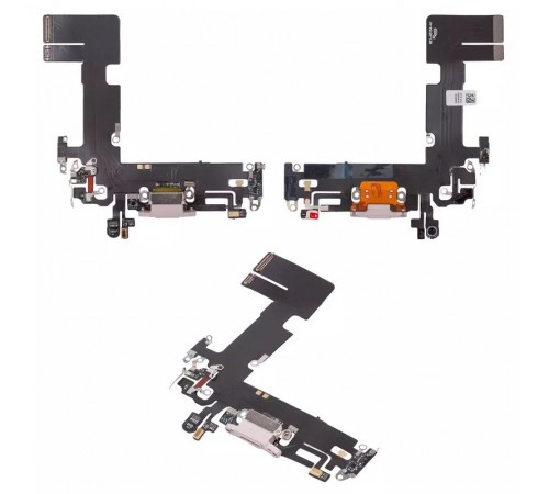 Шлейф для iPhone 13, коннектора зарядки, розовый, с микрофоном, High Copy Шлейф для iPhone 13, коннектора зарядки, розовый, с микрофоном, High Copy