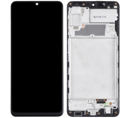 Дисплей для Samsung A225 Galaxy A22, чорний, Best copy, з рамкою, Copy (TFT)