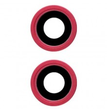 Стекло камеры для iPhone 13, 13 mini, красное, с рамкой, комплект 2 шт.