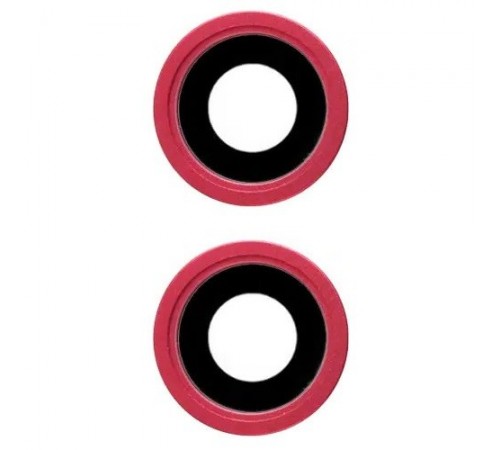 Скло камери для iPhone 13, 13 mini, червоне, з рамкою, комплект 2 шт.