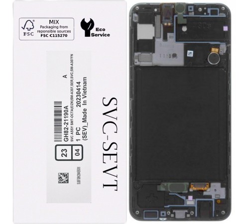 Дисплей для Samsung A307 Galaxy A30s, чорний, з рамкою, Original