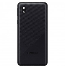 Задняя панель корпуса для Samsung A013 Galaxy A01 Core, черная, Copy + стекло камеры