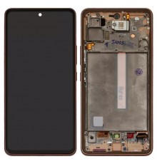 Дисплей для Samsung A536 Galaxy A53 5G, розовый, золотистый, с рамкой, Original, сервисная упаковка, #GH82-28025D