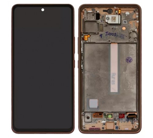 Дисплей для Samsung A536 Galaxy A53 5G, розовый, золотистый, с рамкой, Original, сервисная упаковка, #GH82-28025D