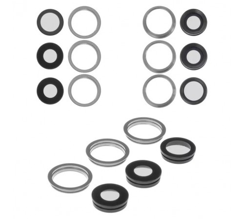 Скло камери для iPhone 11 Pro Max, сріблясте, з рамкою, комплект 6 шт., matte silver