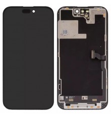 Дисплей для iPhone 14 Pro, чорний, з рамкою, Оригінал (переклеєно скло)