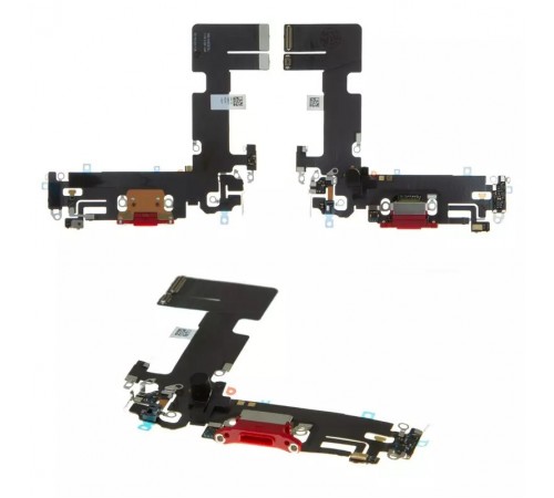 Шлейф для iPhone 13, коннектора зарядки, красный, с микрофоном, с коннектором, Original (PRC), Lightning