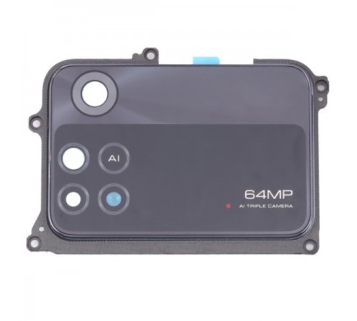 Стекло камеры для Xiaomi Poco M4 Pro 4G, черное, с рамкой