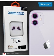 Захисне скло камери для Apple iPhone 11, сапфір, 0.4mm, 9H, Camera Armor Lens Protector, X-One, Purple, комплект 2шт.  