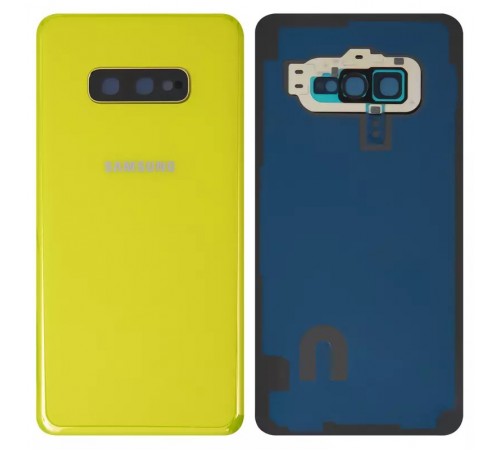 Задняя панель корпуса для Samsung G970 Galaxy S10e, желтая (Canary Yellow) + стекло камеры