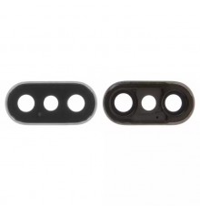 Стекло камеры для iPhone X, серебристое, с рамкой