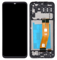 Дисплей для Samsung A145 Galaxy A14, черный, с рамкой, Сopy, с желтым шлейфом, best copy