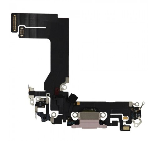 Шлейф для iPhone 13 mini, конектора зарядки, рожевий, з мікрофоном, з компонентами
