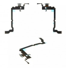Шлейф для iPhone XS Max, коннектора наушников, коннектора зарядки, серый, с микрофоном, Copy