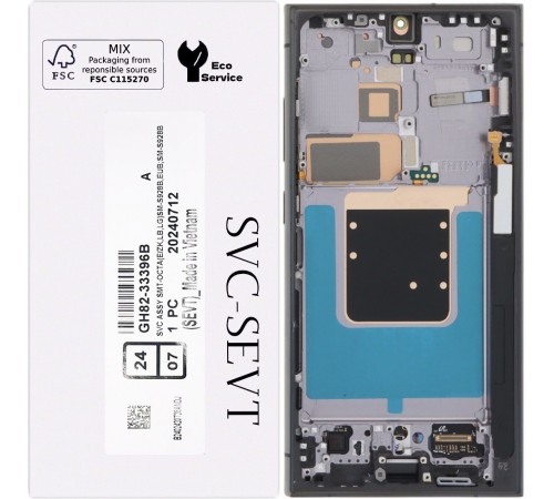 Дисплей для Samsung S928 Galaxy S24 Ultra, черный (Titanium Black), с рамкой, Original, сервисная упаковка, #GH82-33396B