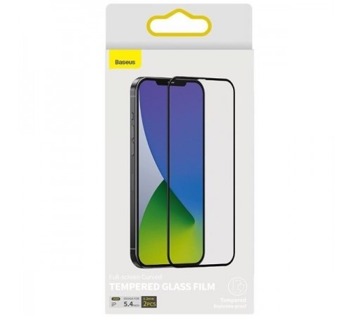 Захисне скло для Apple iPhone 12 mini, 0.3mm, Full-Screen Curved Tempered Glass Film, Baseus (SGAPIPH54N-KA01), чорний, комплект 2шт.