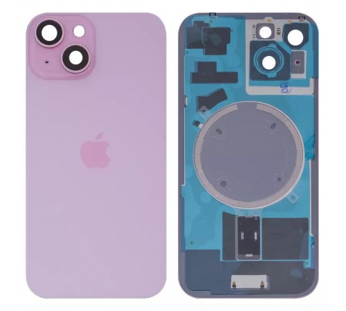 Задняя панель корпуса для iPhone 15, розовая + стекло камеры, Original (PRC)
