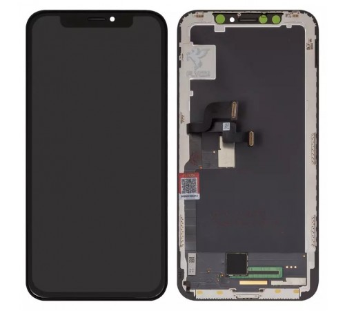 Дисплей для iPhone X, черный, с рамкой, FLYCDI, (OLED) hard