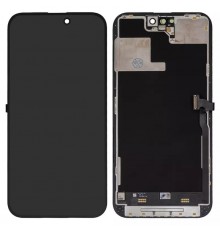 Дисплей для iPhone 14 Pro Max, чорний, з рамкою, Оригінал (переклеєно скло)