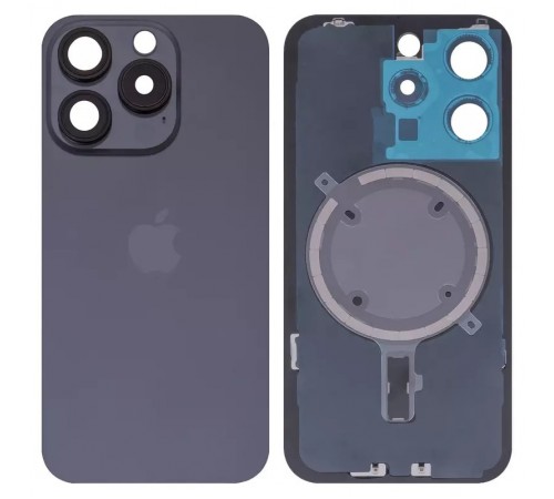 Задня панель корпусу для iPhone 15 Pro, чорна + скло камери, High Copy
