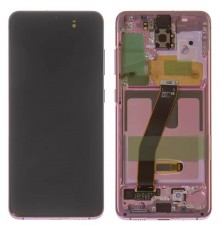 Дисплей для Samsung G980 Galaxy S20, G981 Galaxy S20 5G, розовый, с рамкой, Original (PRC), cloud pink