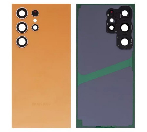 Задняя панель корпуса для Samsung S928 Galaxy S24 Ultra, оранжевая (Titanium Orange) + стекло камеры