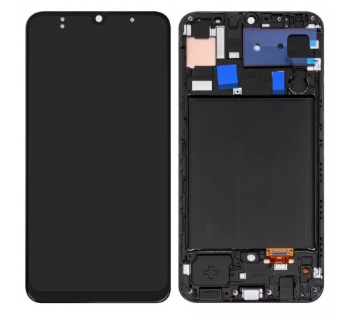 Дисплей для Samsung A305 Galaxy A30, A505 Galaxy A50, A507 Galaxy A50s, чорний, з рамкою, High Copy original LCD size, (OLED)