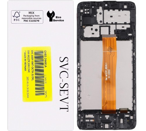 Дисплей для Samsung M127 Galaxy M12, черный, с рамкой, Original, сервисная упаковка, SM-M127F_REV0.1, GH82-24491A