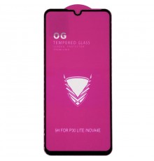 Защитное стекло для Huawei P30 Lite, Nova 4e, совместимо с чехлом, Full Glue, (без упаковки), черный