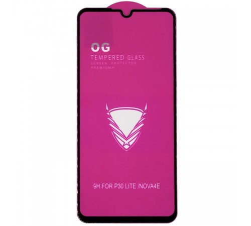 Защитное стекло для Huawei P30 Lite, Nova 4e, совместимо с чехлом, Full Glue, (без упаковки), черный