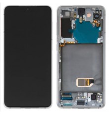 Дисплей для Samsung G991 Galaxy S21 5G, белый, с фронтальной камерой, с рамкой, Original, сервисная упаковка, phantom white, #GH82-24716C/GH82-24718C/GH82-24544C