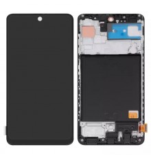 Дисплей для Samsung A515 Galaxy A51, чорний, з рамкою, Copy (TFT)