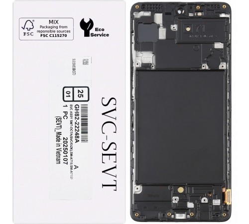 Дисплей для Samsung A715 Galaxy A71, черный, с рамкой, Original