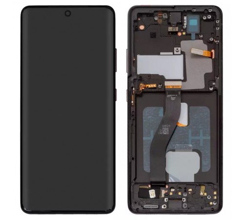 Дисплей для Samsung G998 Galaxy S21 Ultra 5G, черный, с фронтальной камерой, с рамкой, High Copy original LCD size, (OLED)