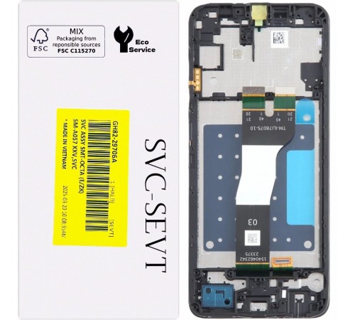 Дисплей для Samsung A057 Galaxy A05s, черный, с рамкой, Original