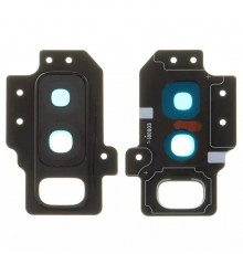 Скло камери для Samsung G965 Galaxy S9 Plus, чорне (Midnight Black), з рамкою