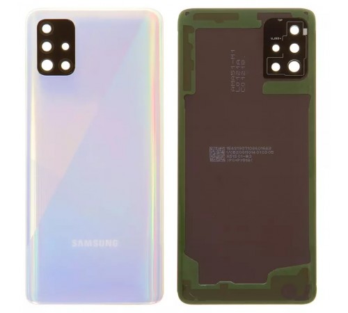 Задняя панель корпуса для Samsung A515F/DS Galaxy A51, белая + стекло камеры Задняя панель корпуса для Samsung A515F/DS Galaxy A51, белая + стекло камеры