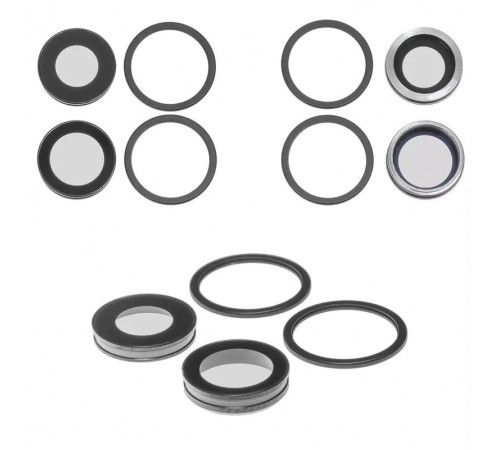 Скло камери для iPhone 12, чорне, з рамкою, комплект 2 шт.