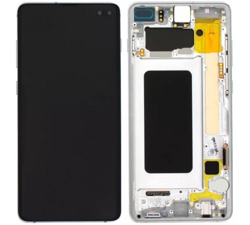 Дисплей для Samsung G975 Galaxy S10 Plus, білий (Prism White), з рамкою, Copy (TFT) 