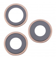 Стекло камеры для iPhone 16 Pro, 16 Pro Max, золотистое, с рамкой, комплект 3 шт.