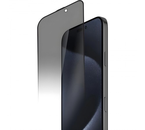 Захисне скло Baseus для Apple iPhone 16, 9H, Glass Pro+, Anti-Spy HD TRempered Glass, Momax (PZAP24DIVSD), чорне