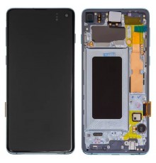 Дисплей для Samsung G973 Galaxy S10, синий, с рамкой, Original, сервисная упаковка, #GH82-18850C/GH82-18835C