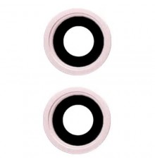 Стекло камеры для iPhone 13, 13 mini, розовое, с рамкой, комплект 2 шт.