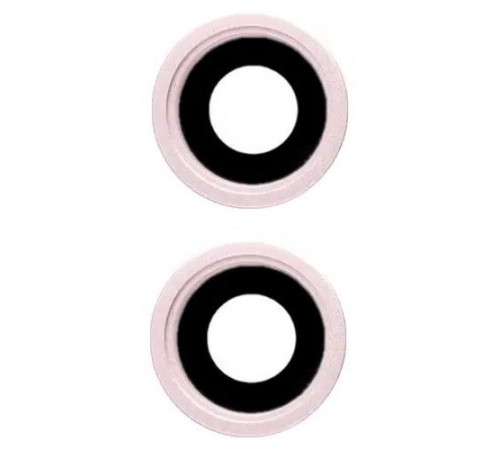 Стекло камеры для iPhone 13, 13 mini, розовое, с рамкой, комплект 2 шт.