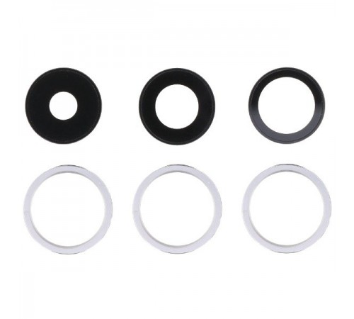 Скло камери для iPhone 14 Pro, iPhone 14 Pro Max, сріблясте, з рамкою, комплект 3 шт.