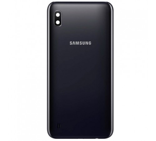 Задняя панель корпуса для Samsung A105F/DS Galaxy A10, черная + стекло камеры Задняя панель корпуса для Samsung A105F/DS Galaxy A10, черная + стекло камеры