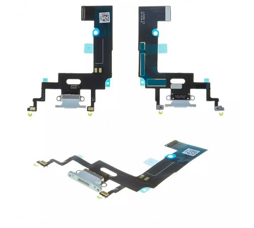 Шлейф для iPhone XR, коннектора зарядки, белый, с микрофоном, High Copy