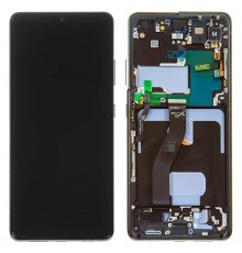 Дисплей для Samsung G998 Galaxy S21 Ultra 5G, черный, с фронтальной камерой, с рамкой, Original (PRC)