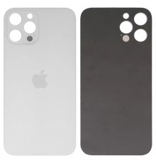 Задняя панель корпуса для iPhone 12 Pro Max, серебристая, белая + стекло камеры, small hole, silver